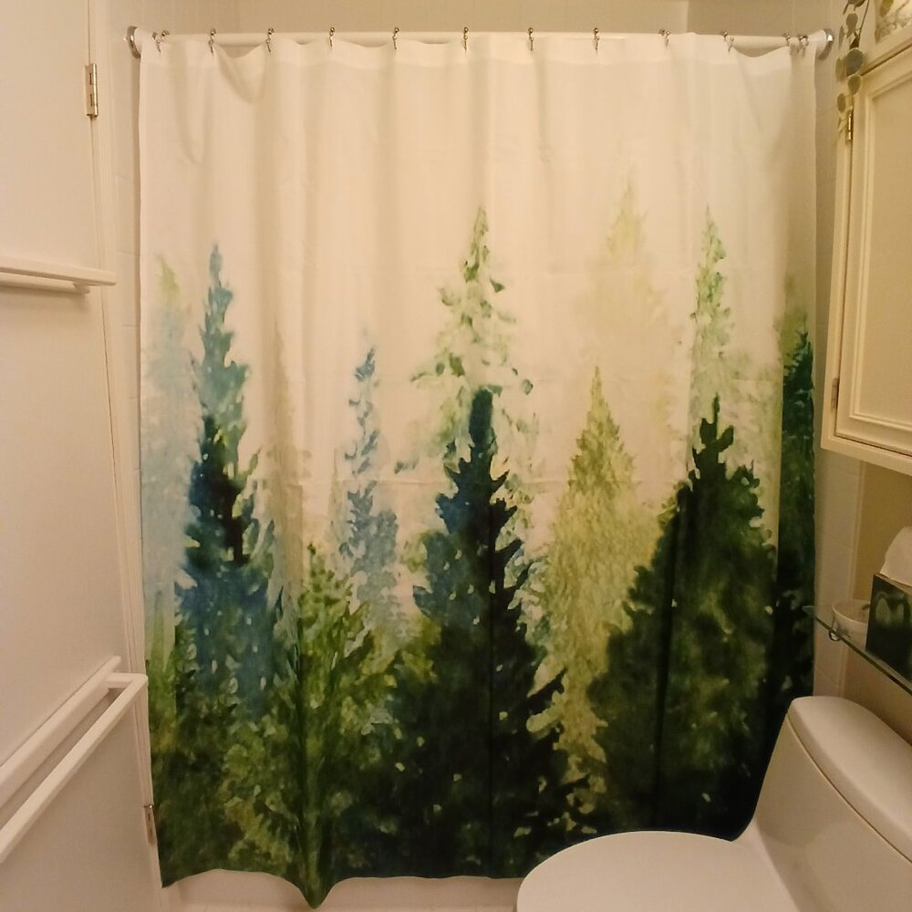Society6 Landscape Evergreen Trees Fabric Shower Curtain - 71"x74" - Picture 3 of 5